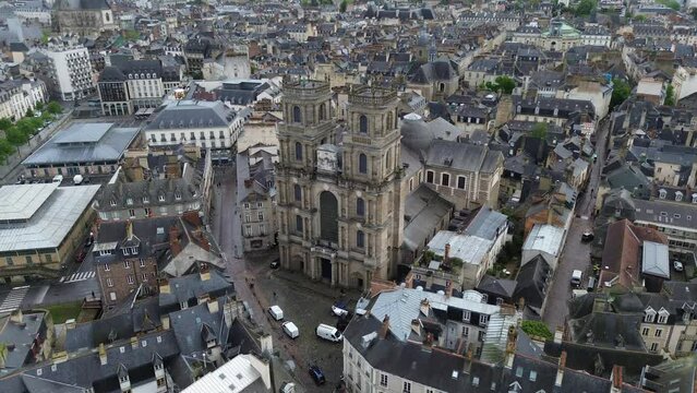 drone video Rennes cathedral france Europe	