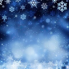 Blue Winter Background With Decorative Snowflake Border