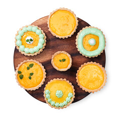 Traditional french lemon tart isolated on white background