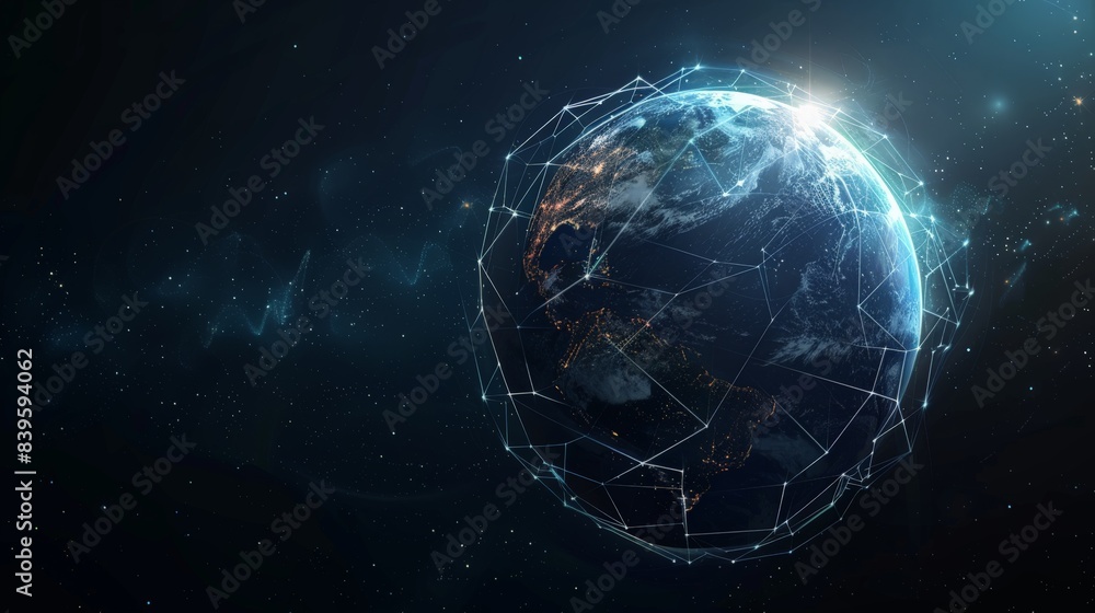 Aufkleber spectacular view of earth from space showing the african continent with glowing city lights. ideal f