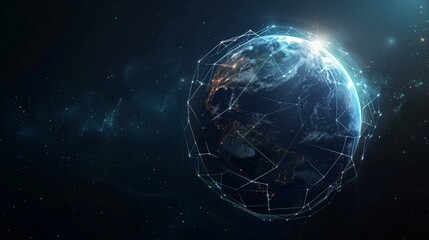 Obraz premium Spectacular view of Earth from space showing the African continent with glowing city lights. Ideal for geographic and environmental projects