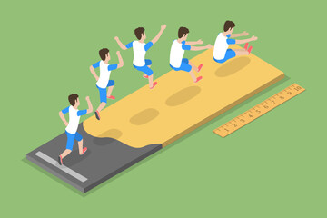 3D Isometric Flat Vector Illustration of Long Jump, Athletic Competition