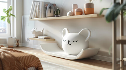 Superbe photo de décoration d'intérieur avec un animal en bois servant d'étagère dans un aménagement de maison