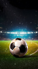 Naklejka premium Football on green grass