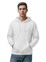 An image of a White Men's Hoodie isolated on a white background