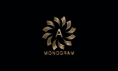 Luxury artistic monogram design template with initial letter A. Elegant, refined logo in vector illustration