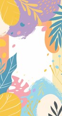 A background for a social media story with abstract shapes and plants in pastel colors