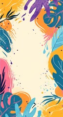 A background for a social media story with abstract shapes and plants in pastel colors