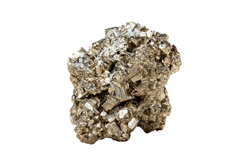 Pyrite mineral stone on white background close up