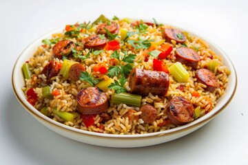 Cajun Inspired Sausage and Rice Plate