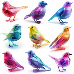 Obraz premium Bird icon isolated, glossy plastic 3d color birds illustration, realistic style animal, popular bird