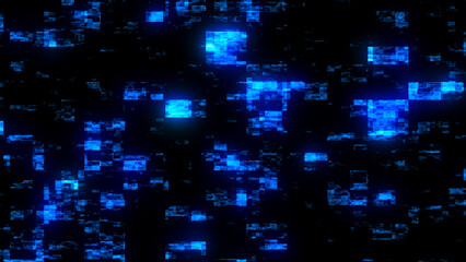 Abstract glitch background. Digital damage backdrop with noise effect. Error texture. Computer virus. Corrupted code. 3d rendering.