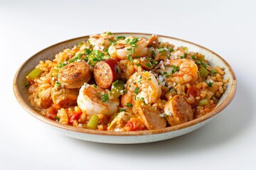 Authentic Cajun Jambalaya with Creole Seasoning, Shrimp, and Rice