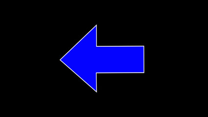 Left side blue arrow directional highlight. Arrow sign symbol on black screen