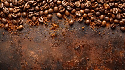Obraz premium Brown coffee grains and free space for your decoration