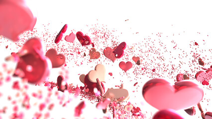 realistic isolated heart confetti on the transparent background for decoration and covering. PNG