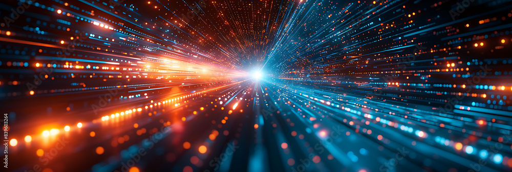 Poster abstract depiction of business technology motion blur highlighting dynamic fastpaced nature of digit