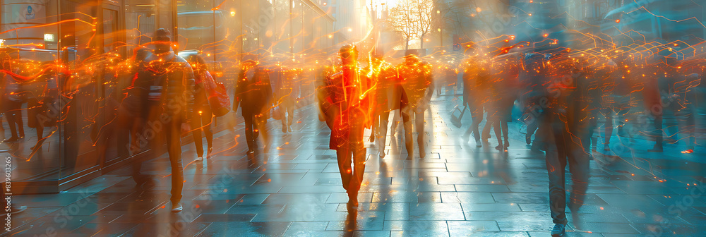 Poster abstract depiction of business strategy discussions motion blur highlighting dynamic engaging nature