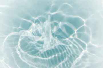 Blue water with ripples on the surface. Defocus blurred transparent blue colored clear calm water surface texture with splashes and bubbles. Water waves with shining pattern texture background.