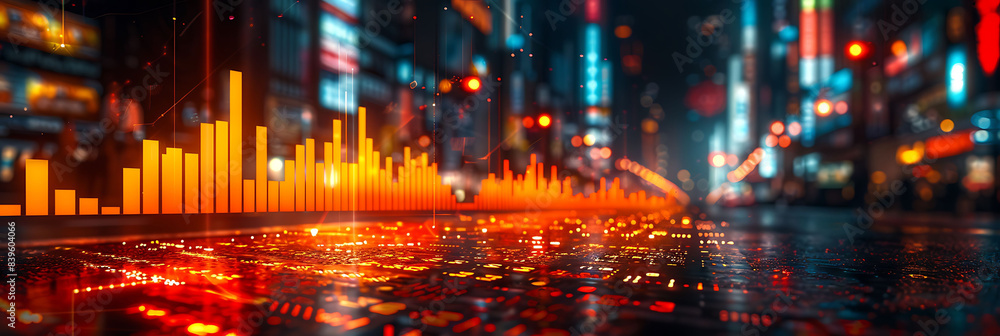 Poster abstract depiction of financial analysis with motion blur highlighting the dynamic and engaging natu