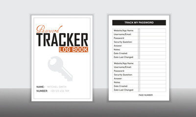 Password keeper logbook Set of password tracker logbook minimalist design template