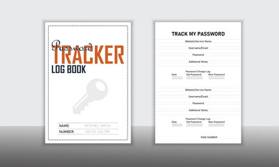 Password keeper logbook Set of password tracker logbook minimalist design template
