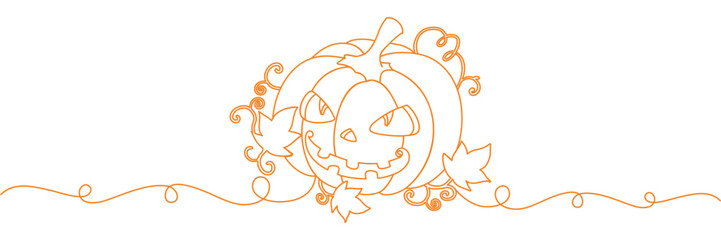 Scary Halloween pumpkin illustration for Halloween day in line art style