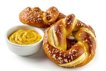 Soft Pretzel A salted soft pretzel with mustard dip