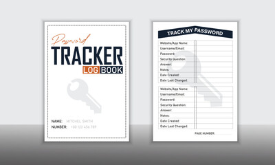 Password keeper logbook Set of password tracker logbook minimalist design template