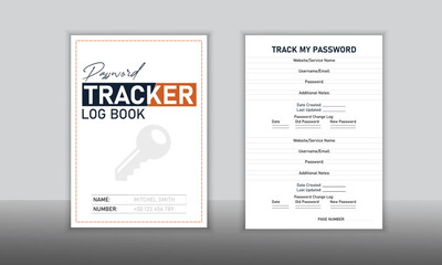 Password keeper logbook Set of password tracker logbook minimalist design template