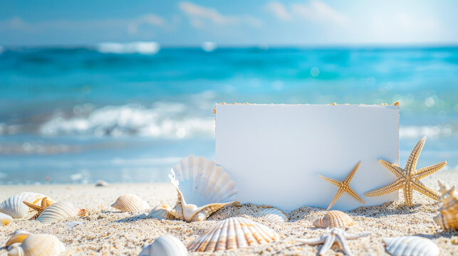 Seaside theme with blank message card