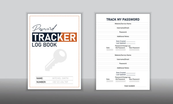 Password keeper logbook Set of password tracker logbook minimalist design template