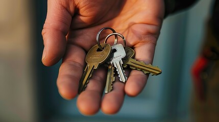 A hand holding a set of keys made with AI generative technology