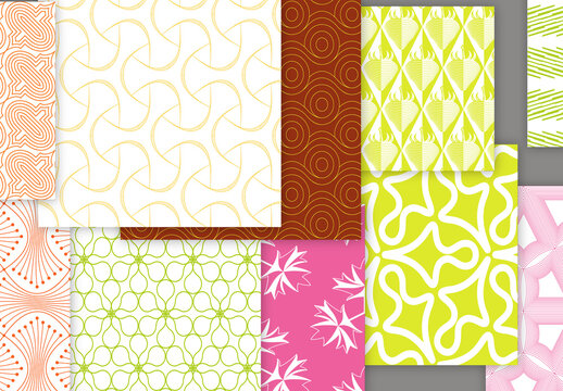 Collection of seamless geometric minimalistic patterns
