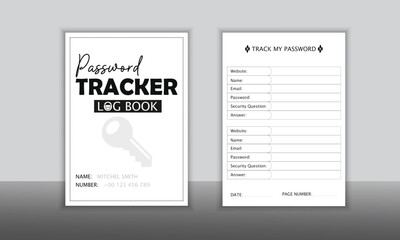 Password keeper logbook Set of password tracker logbook minimalist design template