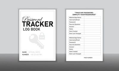 Password keeper logbook Set of password tracker logbook minimalist design template