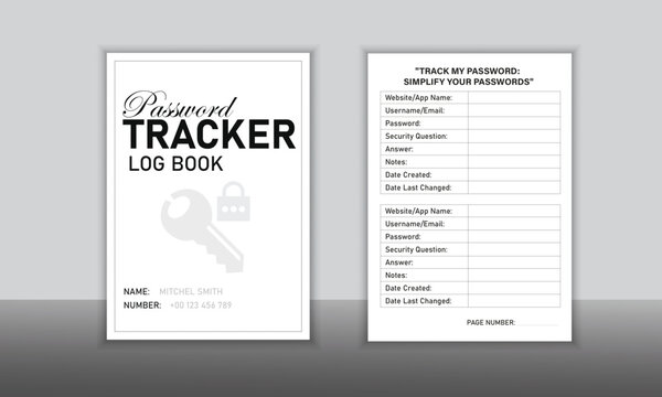 Password keeper logbook Set of password tracker logbook minimalist design template