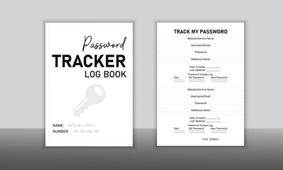Password keeper logbook Set of password tracker logbook minimalist design template