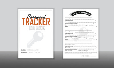 Password keeper logbook Set of password tracker logbook minimalist design template