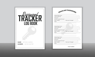 Password keeper logbook Set of password tracker logbook minimalist design template