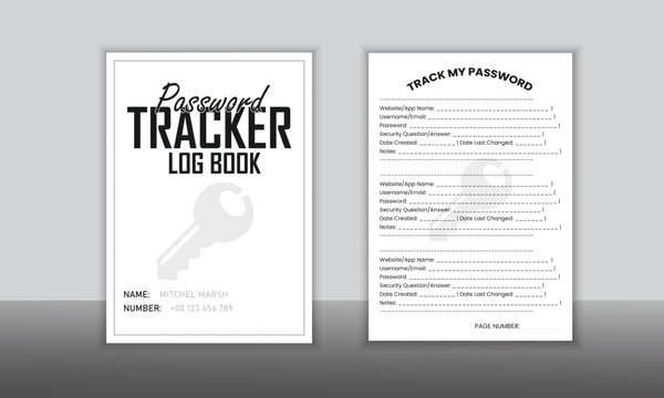 Password keeper logbook Set of password tracker logbook minimalist design template