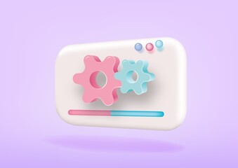 System update 3d concept. 3d morphism gear for mobile app design. System update. 3d render concept