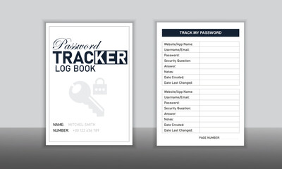 Password keeper logbook Set of password tracker logbook minimalist design template