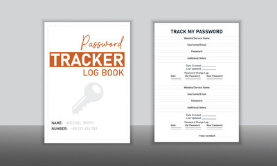 Password keeper logbook Set of password tracker logbook minimalist design template