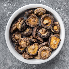 shiitake dried mushroom appetizer meal food snack on the table copy space food background rustic top view keto or paleo diet vegetarian vegan food