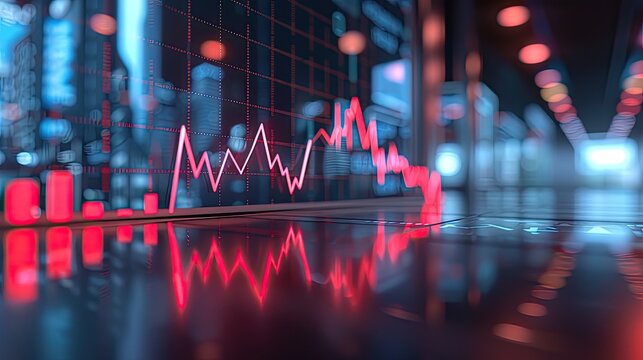 Business Down Turn A business downturn scenario, a high-resolution detailed rendering of reverse growth, highlighting the challenges of economic decline