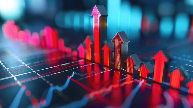 Business Down Turn A business downturn scenario, a high-resolution detailed rendering of reverse growth, highlighting the challenges of economic decline