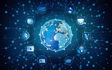 Digital map and concept of global network and connectivity, data transfer and cyber technology, business exchange, information and telecommunication 4k photo download (145)