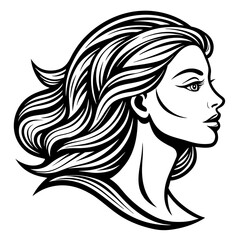 logo-of-a-woman-with-her-face-and-neck-turned-side