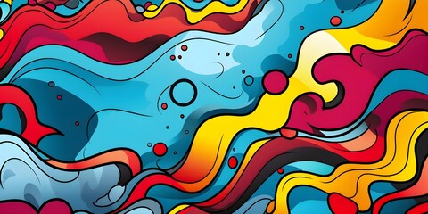 Fototapeta premium Abstract Psychedelic Retro 90s Pop Art Comic Pattern. Concept 90s Fashion, Pop Culture, Retro Art, Psychedelic Patterns, Abstract Designs